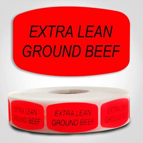 extra lean ground beef Label Red Dayglo Sticker