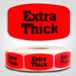 extra thick meat Label Red Dayglo Sticker