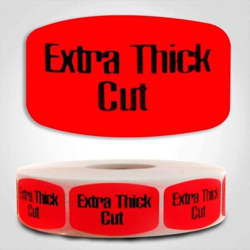 extra thick cut Label Red Dayglo Sticker