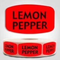 lemon pepper flavor Label Red Dayglo Sticker