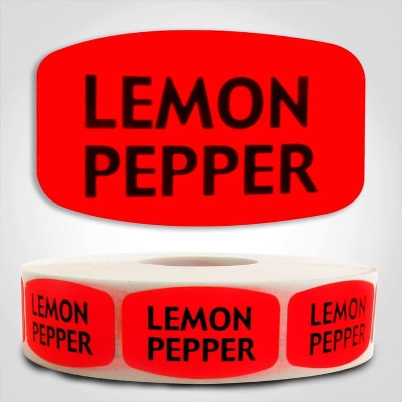 540053-1 lemon pepper flavor Label Red Dayglo Sticker