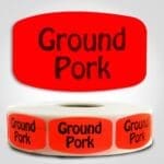 ground pork Label Red Dayglo Sticker