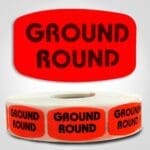ground round Label Red Dayglo Sticker