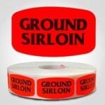 ground sirloin Label Red Dayglo Sticker