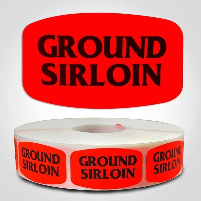 ground sirloin Label Red Dayglo Sticker