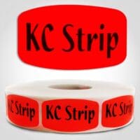 KC strip butcher Label Red Dayglo Sticker