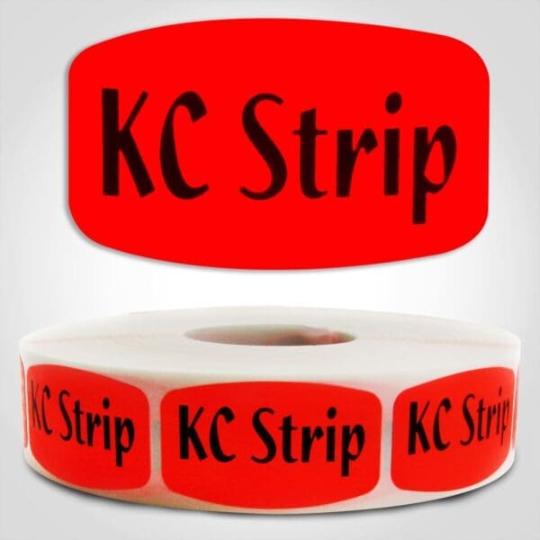 KC strip butcher Label Red Dayglo Sticker