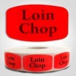 loin chop Label Red Dayglo Sticker