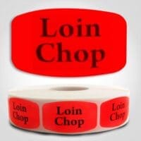 loin chop Label Red Dayglo Sticker