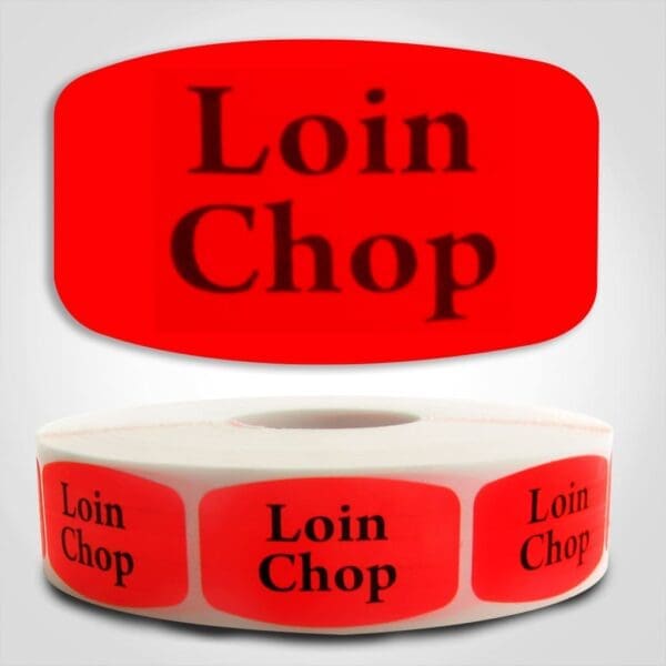 loin chop Label Red Dayglo Sticker