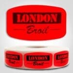 london broil Label Red Dayglo Sticker