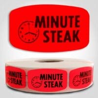 minute steak Label Red Dayglo Sticker