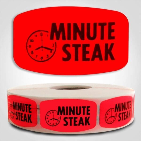 minute steak Label Red Dayglo Sticker