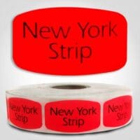 new york strip butcher Label Red Dayglo Sticker