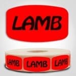 lamb Label Red Dayglo Sticker