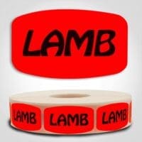 lamb Label Red Dayglo Sticker
