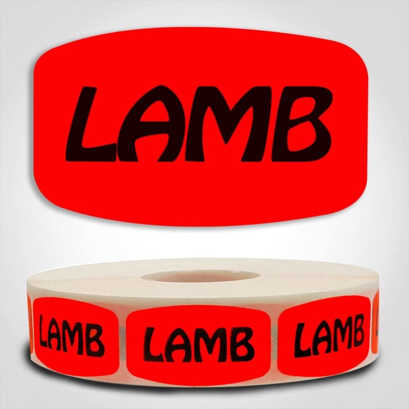 540076 lamb Label Red Dayglo Sticker