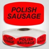 polish sausage Label Red Dayglo Sticker