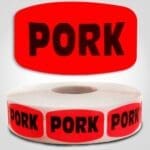 pork Label Red Dayglo Sticker