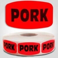 pork Label Red Dayglo Sticker
