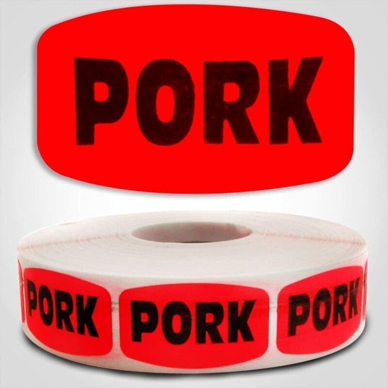pork Label Red Dayglo Sticker