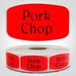 pork chop Label Red Dayglo Sticker