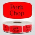 pork chop Label Red Dayglo Sticker