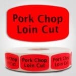 pork chop loin cut Label Red Dayglo Sticker