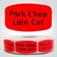 pork chop loin cut Label Red Dayglo Sticker