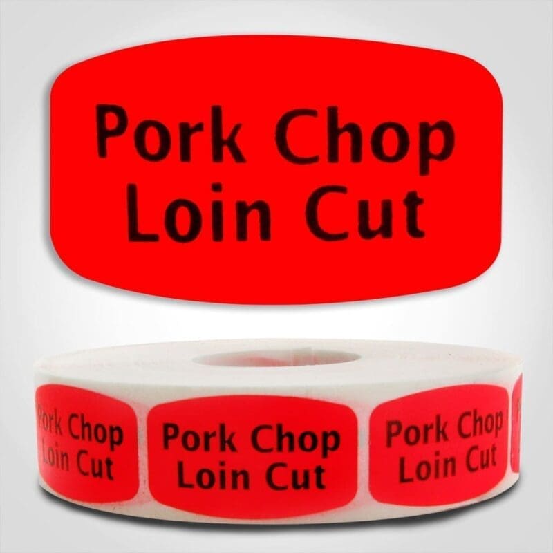 pork chop loin cut Label Red Dayglo Sticker