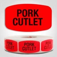 pork cutlet Label Red Dayglo Sticker