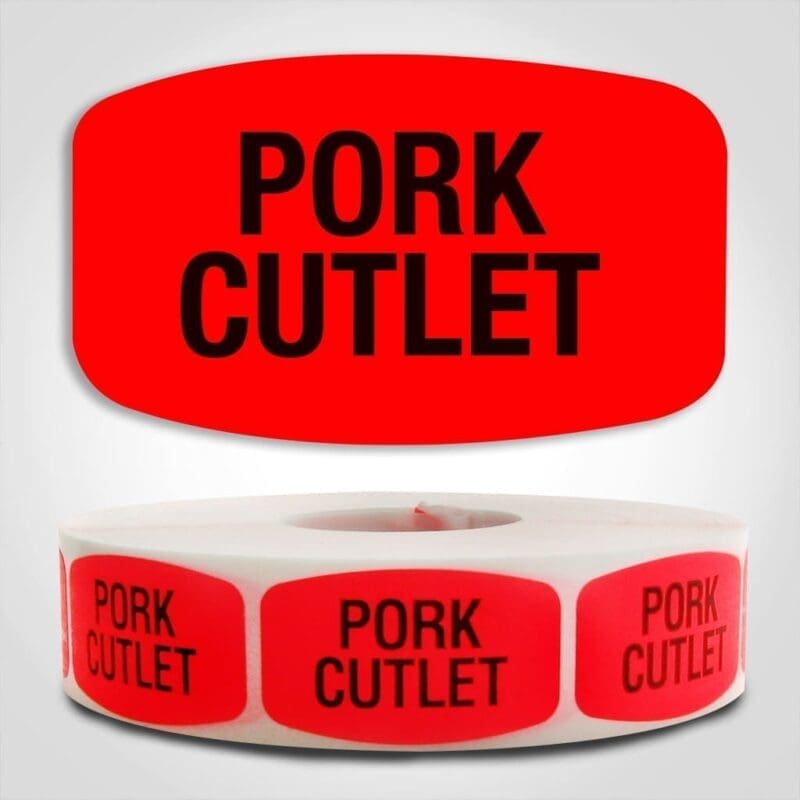pork cutlet Label Red Dayglo Sticker