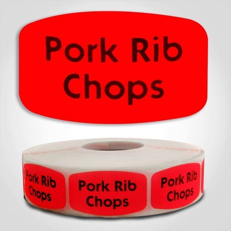 pork rib chops Label Red Dayglo Sticker