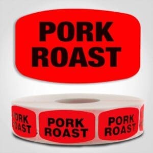pork roast Label Red Dayglo Sticker