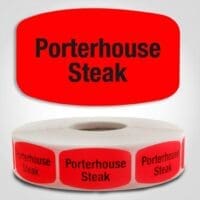 poterhouse steak Label Red Dayglo Sticker