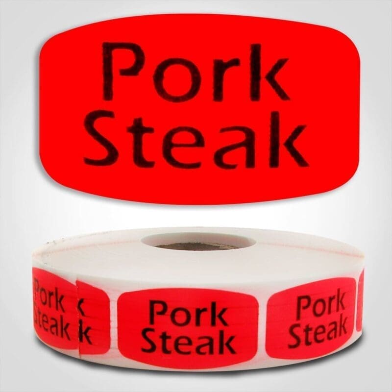 pork steak Label Red Dayglo Sticker