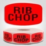 rib chop Label Red Dayglo Sticker