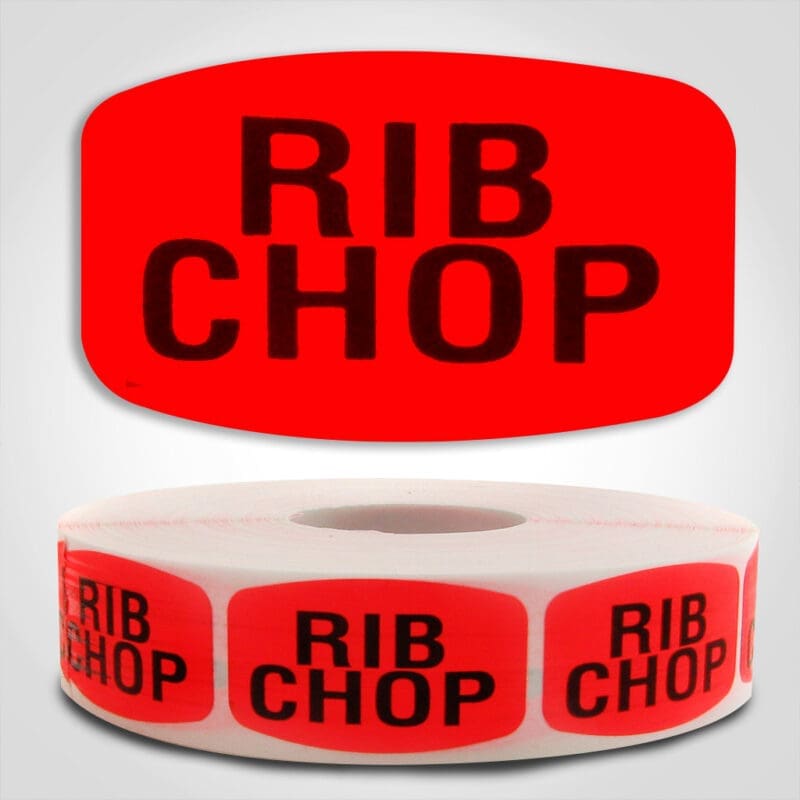 rib chop Label Red Dayglo Sticker