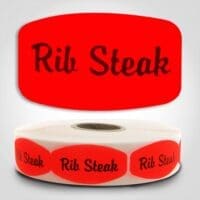 rib steak Label Red Dayglo Sticker