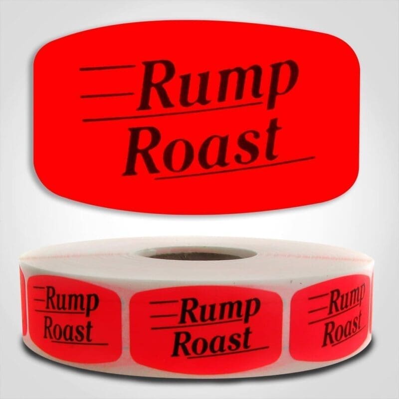 rump roast Label Red Dayglo Sticker