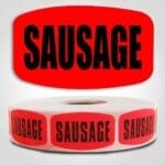 sausage Label Red Dayglo Sticker