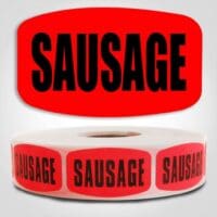 sausage Label Red Dayglo Sticker