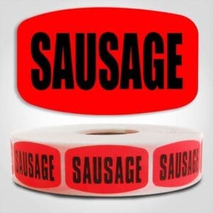 sausage Label Red Dayglo Sticker