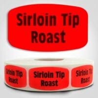 sirloin tip Label Red Dayglo Sticker