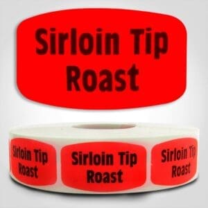 sirloin tip Label Red Dayglo Sticker