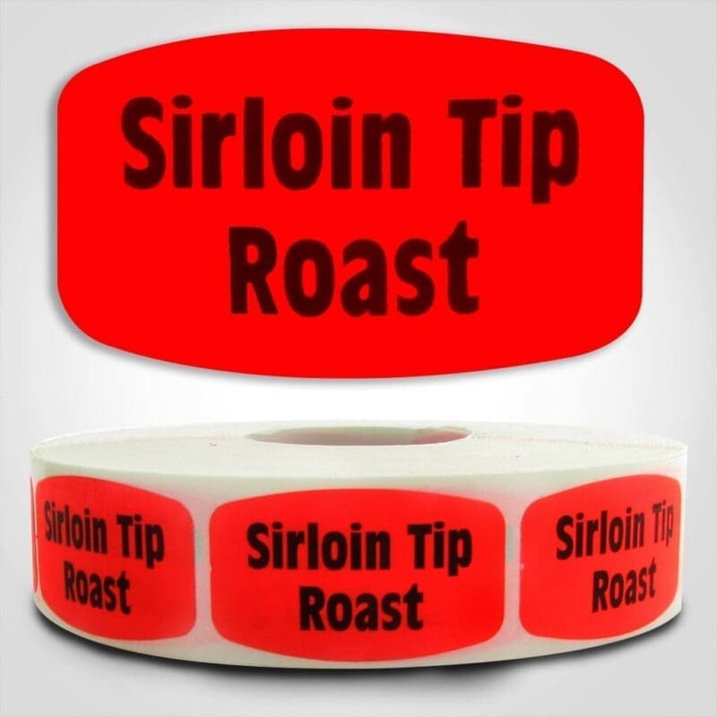 sirloin tip Label Red Dayglo Sticker