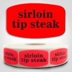 sirloin tip steak Label Red Dayglo Sticker