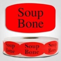 soup bone butcher Label Red Dayglo Sticker