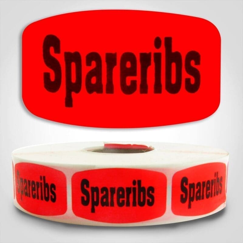 spareribs Label Red Dayglo Sticker