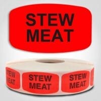 stew meat Label Red Dayglo Sticker